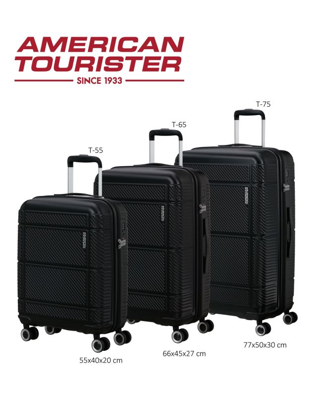 AMERICAN TOURISTER - TROLLEY NERO IN ABS 4 RUOTE CON COMBINAZIONE TSA