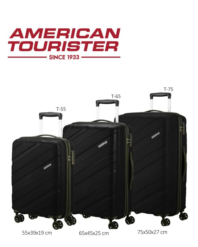 AMERICAN TOURISTER - TROLLEY NERO IN ABS 4 RUOTE CON COMBINAZIONE TSA