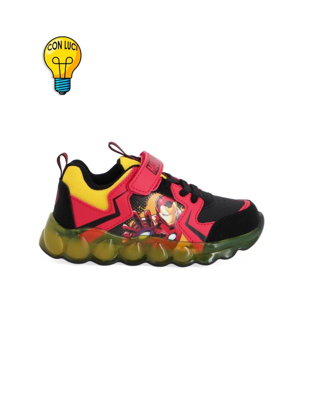 AVENGERS - Sneakers nera e rossa da bambino con luci e strappo