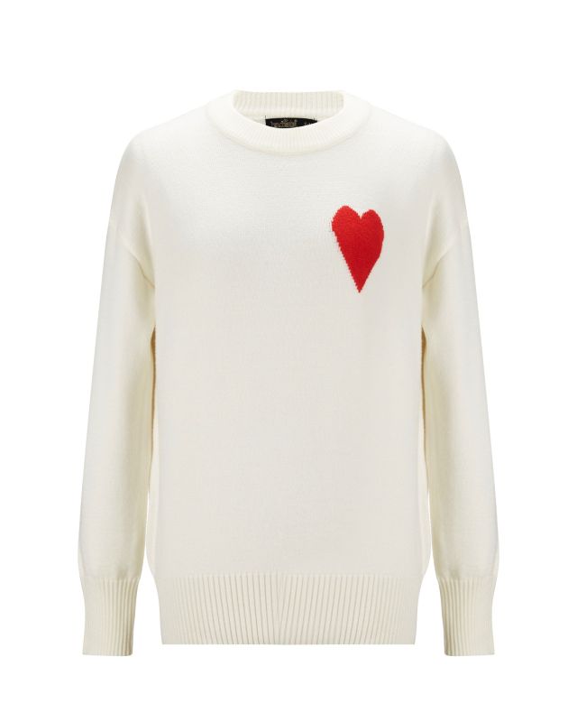 BACHATA - Maglia manica lunga bianca con cuore