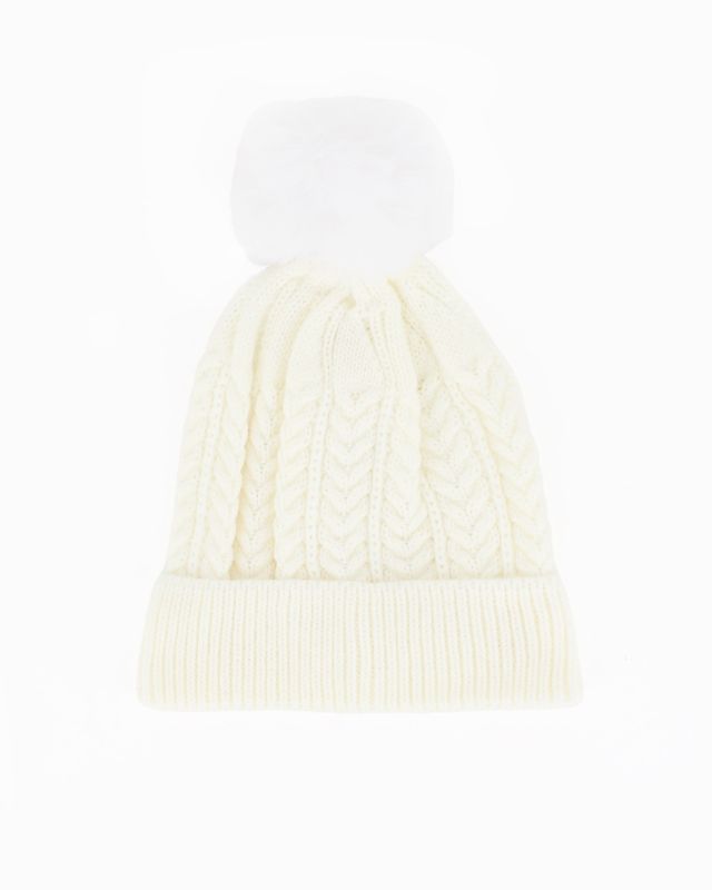 BRUGI - BERRETTO CON POMPOM BABY GIRL BIANCO