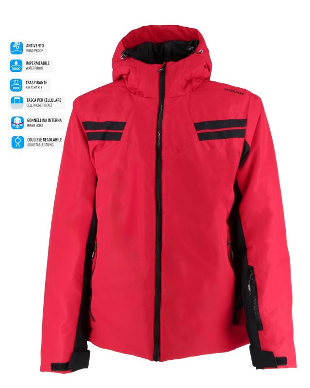 BRUGI - GIACCA DA SCI UOMO ROSSA E NERA 3000, AJ1B-T54T