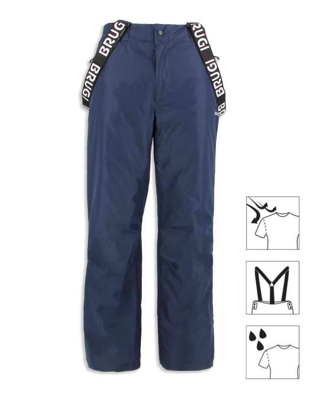 BRUGI - Pantalone da sci blu con bretelle regolabili uomo