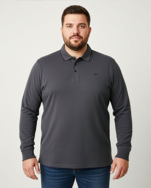 CARRERA - POLO OVER MANICA LUNGA GRIGIO SCURO DA UOMO