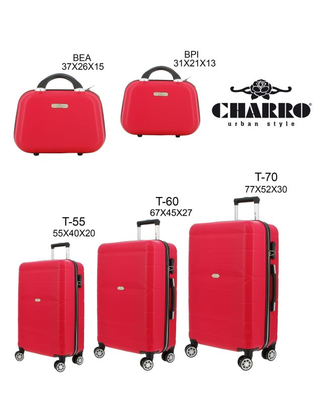 CHARRO - TROLLEY IN ABS A RIGHE ORIZZONTALI CON 4 RUOTE DOPPIE
