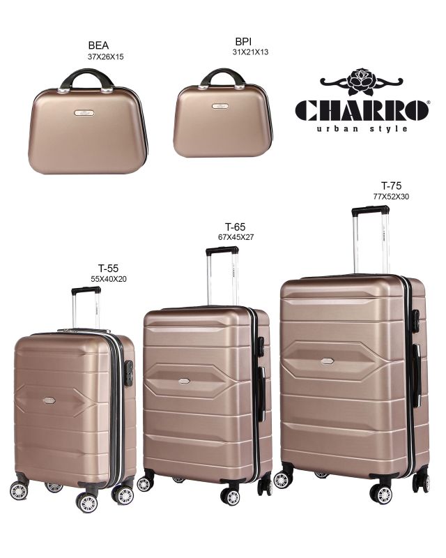 CHARRO- Trolley in ABS a righe orizzontali con 4 ruote doppie