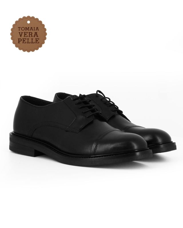 CLASS MAN - Scarpa da uomo nera in VERA PELLE con lacci