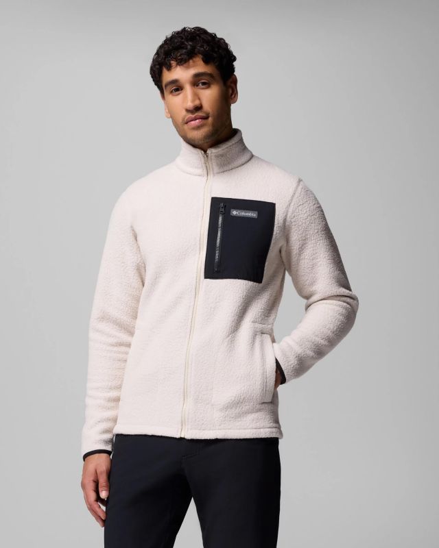 COLUMBIA - PILE FULL ZIP BIANCO DA UOMO  JASPER RIDGE PEBBLED