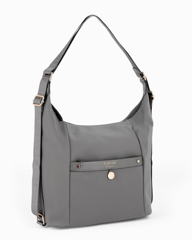 CORTINA POLO STYLE - Borsa/Zaino antracite con tasca frontale e dettaglio logo pendente