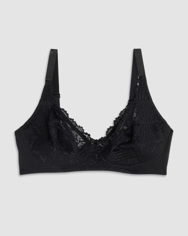 COTONELLA - REGGISENO SENZA FERRETTO IN PIZZO NERO - CD038