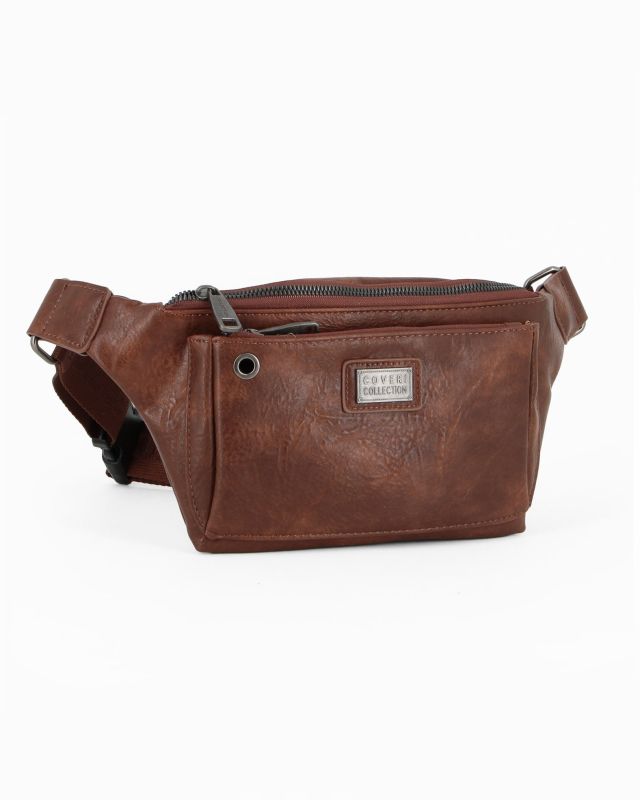 COVERI COLLECTION - Marsupio marrone  da uomo con tasca frontale e posteriore