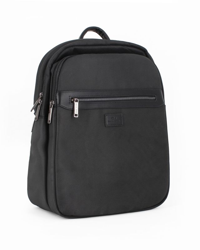 DAVID JONES - Zaino da ufficio nero con due tasche e fascia per aggancio trolley