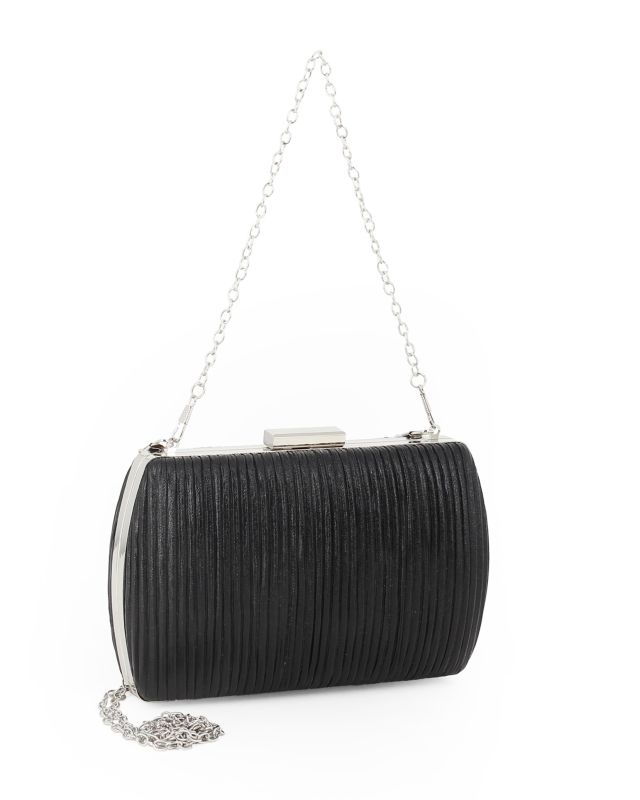 DIVAS - Clutch nera con doppia catenella