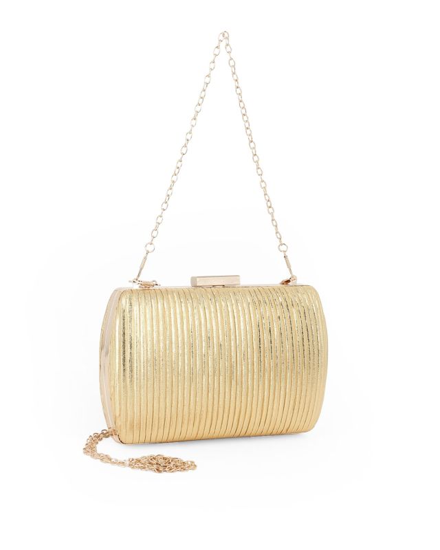 DIVAS - Clutch oro con doppia catenella