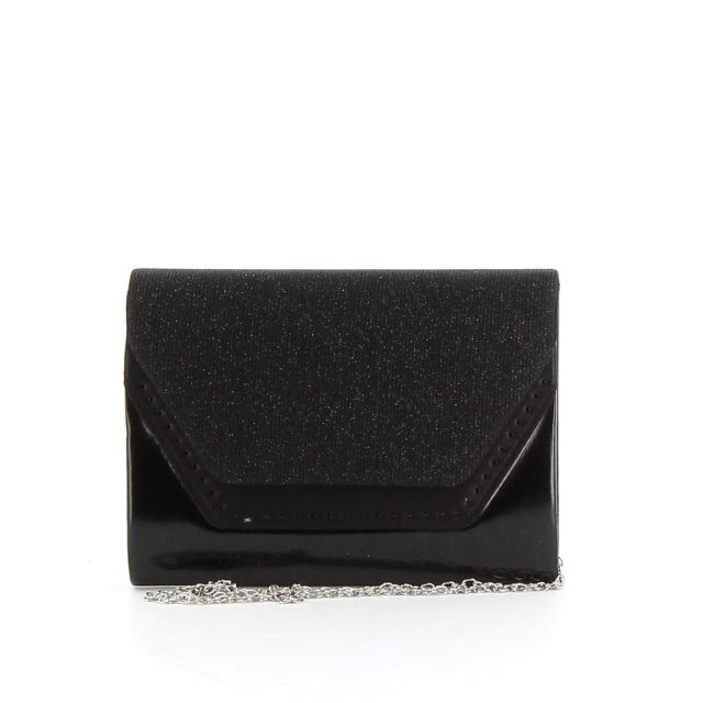 DIVAS- Pochette effetto metalizzato e strass con patta lurex