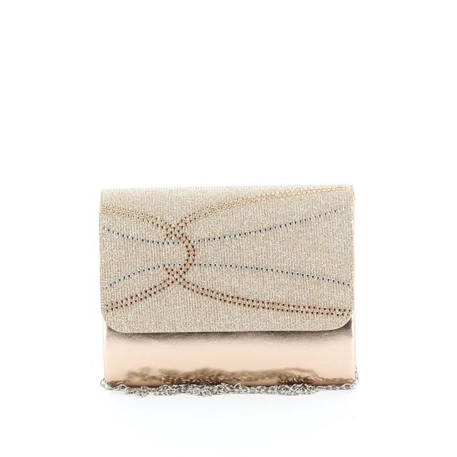 DIVAS- Pochette effetto metallizzato con patta lurex e strass