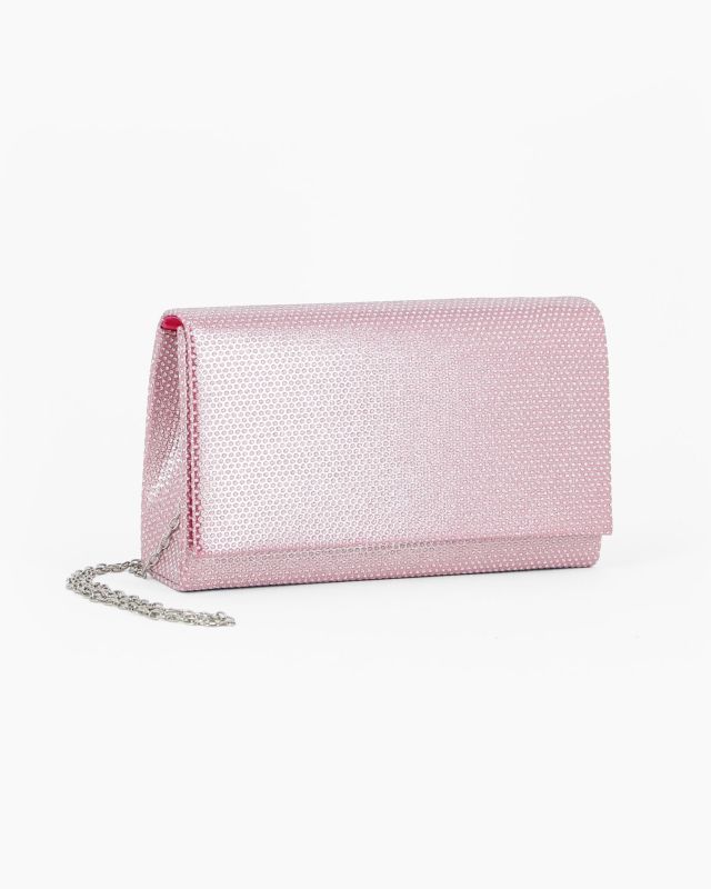DIVAS - Pochette fuxia con patta tutta strass