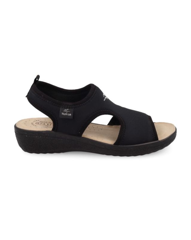 FLY FLOT - Sandalo nero da donna in microfibra elastica, MADE IN ITALY
