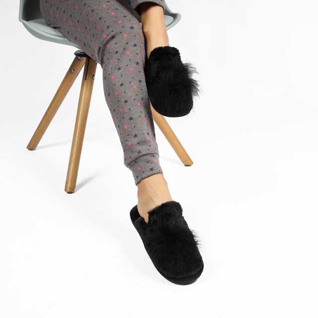 FZ - Pantofole nere in peluche