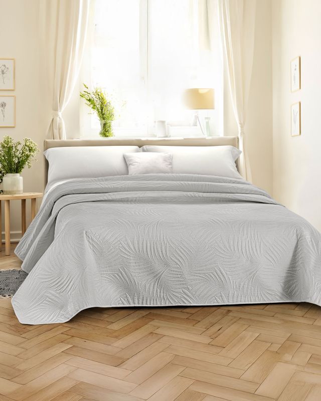 FZ - Trapuntino matrimoniale grigio trama tropical, 250x250CM