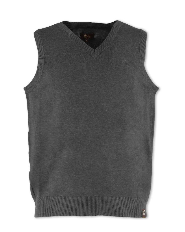 GMV - GILET SMANICATO GRIGIO CON SCOLLO A V IN MAGLIA