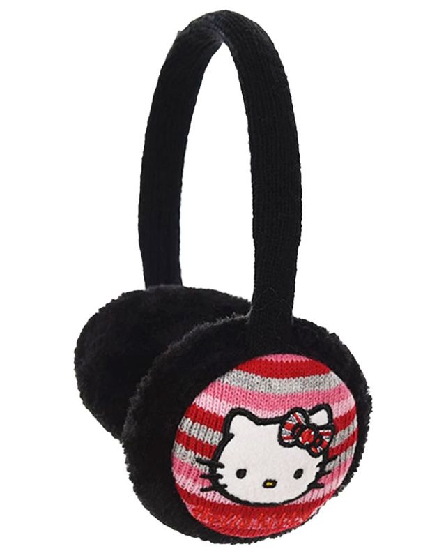 HELLO KITTY - Paraorecchie bimba nero in peluche