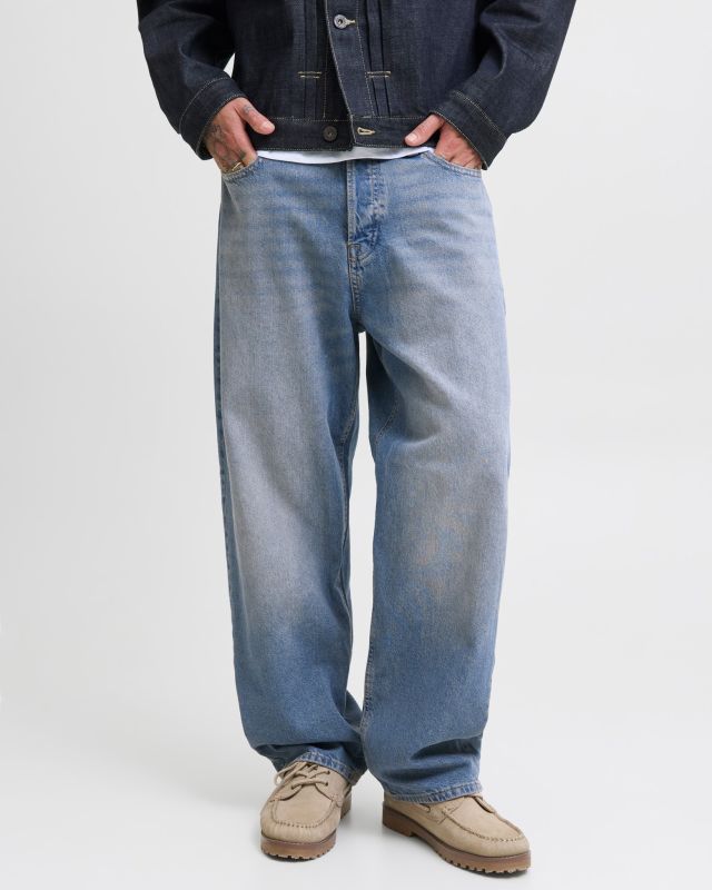 JACK&JONES - JEANS 5 TASCHE BLUE DENIM SABBIATO BAGGY ALEX  DA UOMO