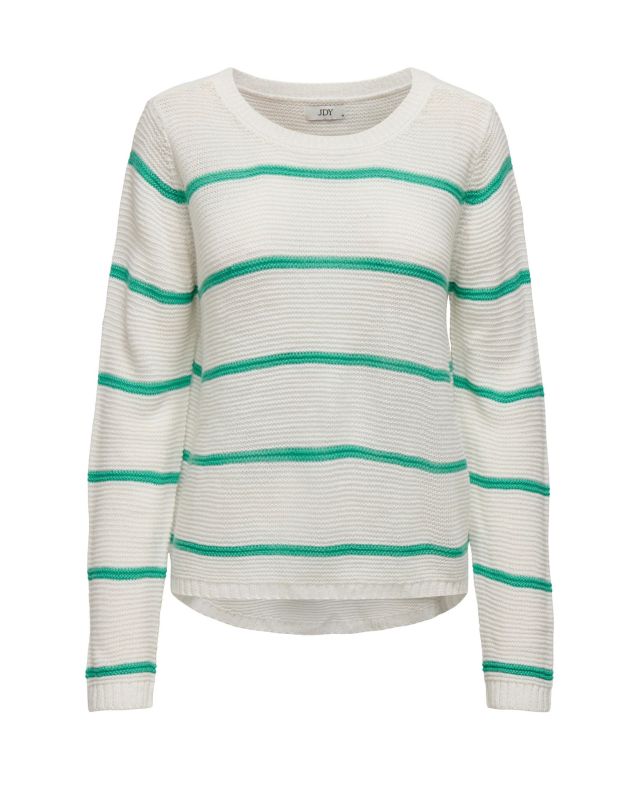 JACQUELINE DE YONG - MAGLIA GIROCOLLO BIANCA CON RIGHE VERDI