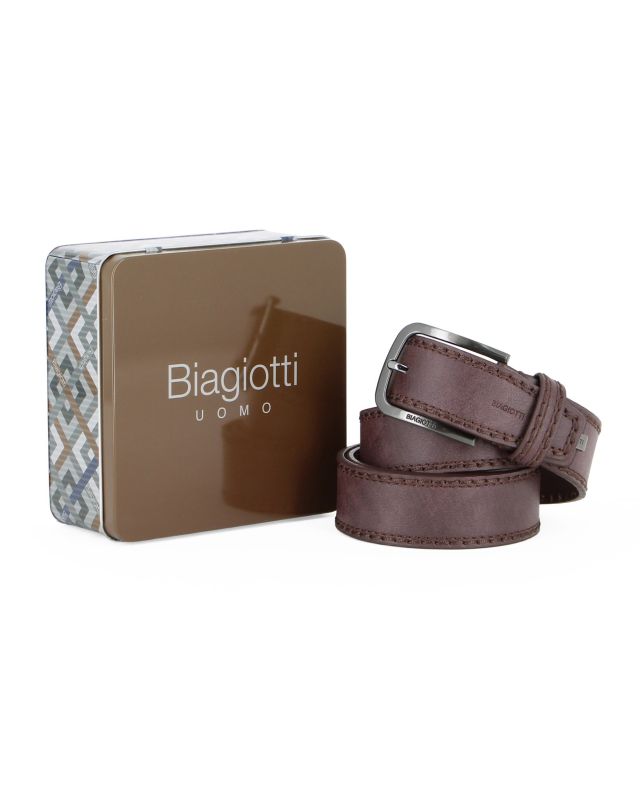 LAURA BIAGIOTTI- Cinta uomo marrone con scatola regalo