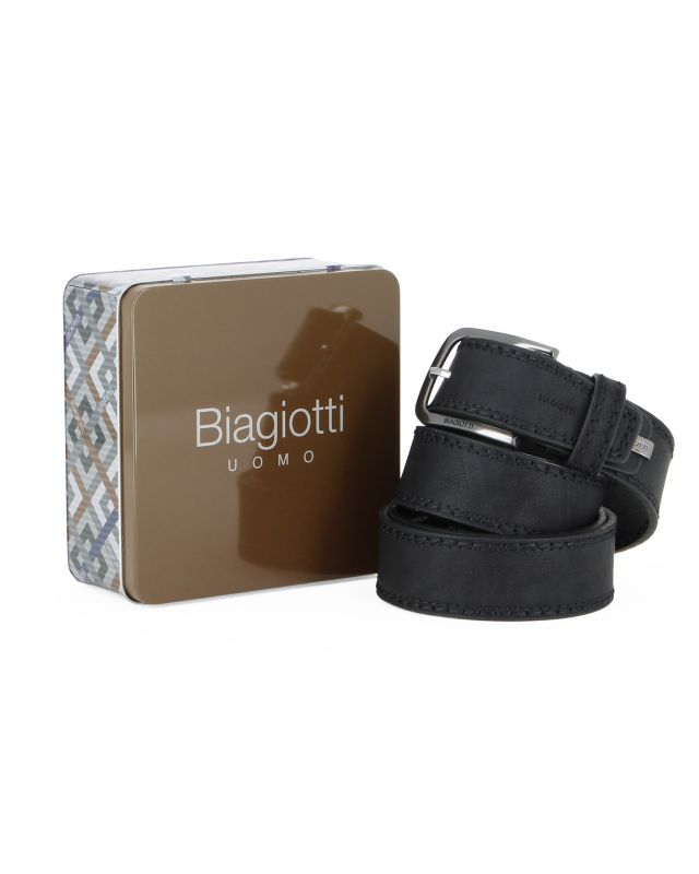 LAURA BIAGIOTTI- Cinta uomo nera con scatola regalo