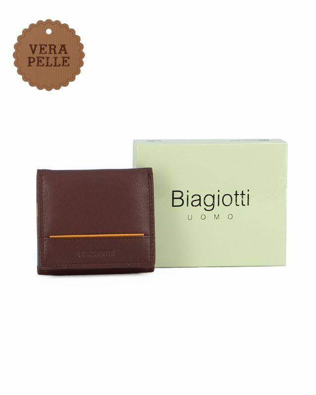 LAURA BIAGIOTTI - Portafoglio marrone da uomo in VERA PELLE