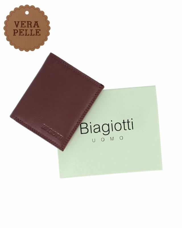 LAURA BIAGIOTTI - Portafoglio marrone da uomo in VERA PELLE