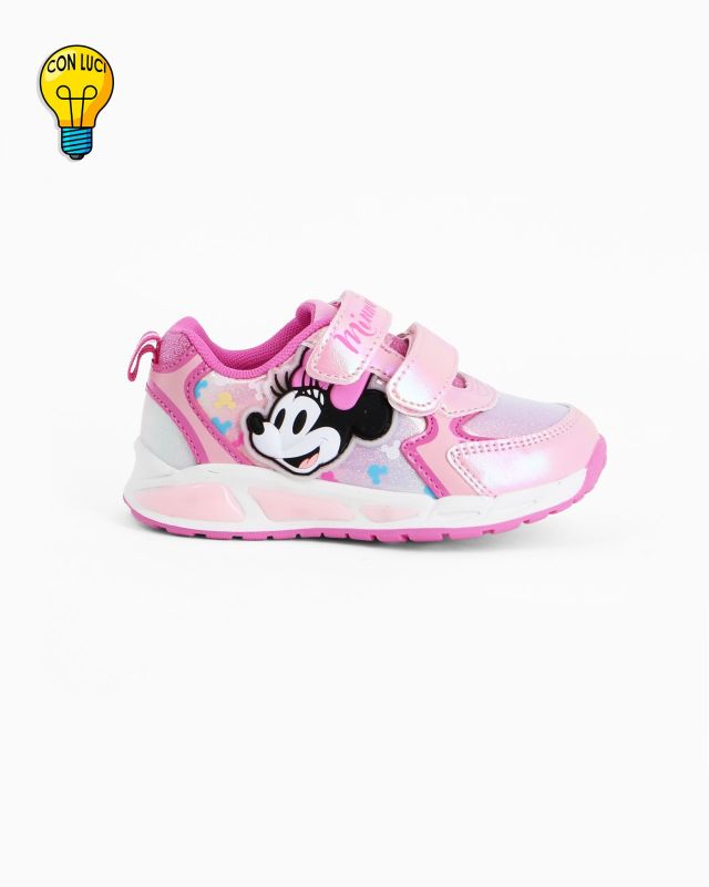 MINNIE  - Sneakers rosa da bambina con luci e strappi