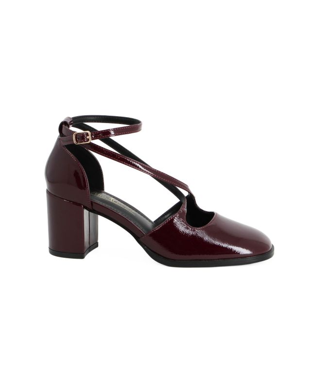 MISS GLOBO - Décolleté bordeaux naplak con cinturini incrociati, tacco 6,5CM