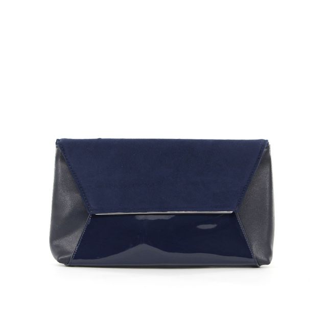 MISS GLOBO- Pochette multimateriale con bordo metallico su patta