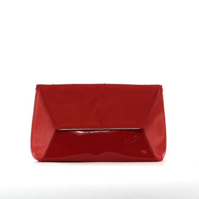 MISS GLOBO- Pochette multimateriale con bordo metallico su patta
