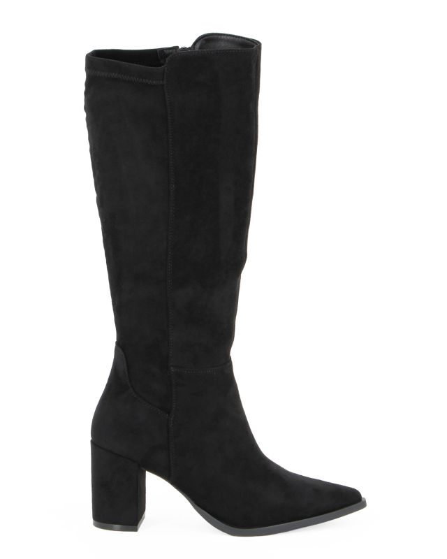 MISS GLOBO - Stivale nero scamosciato a punta con zip laterale, tacco 7CM