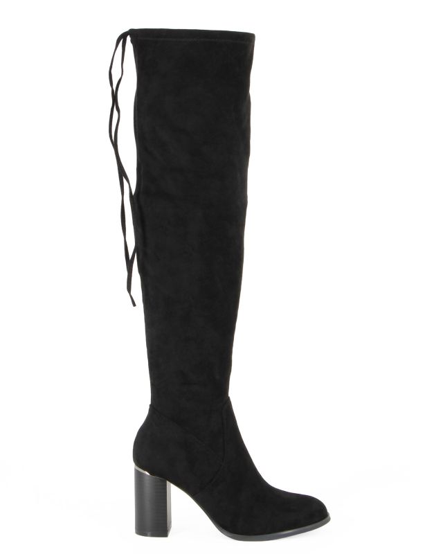 MISS GLOBO - Stivale nero scamosciato con zip laterale e coulisse, tacco 8CM