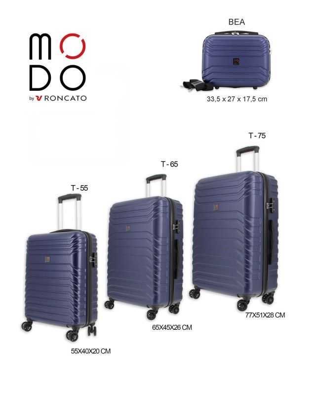 MODO BY RONCATO - TROLLEY ABS BLU 4 RUOTE CON COMBINAZIONE TSA