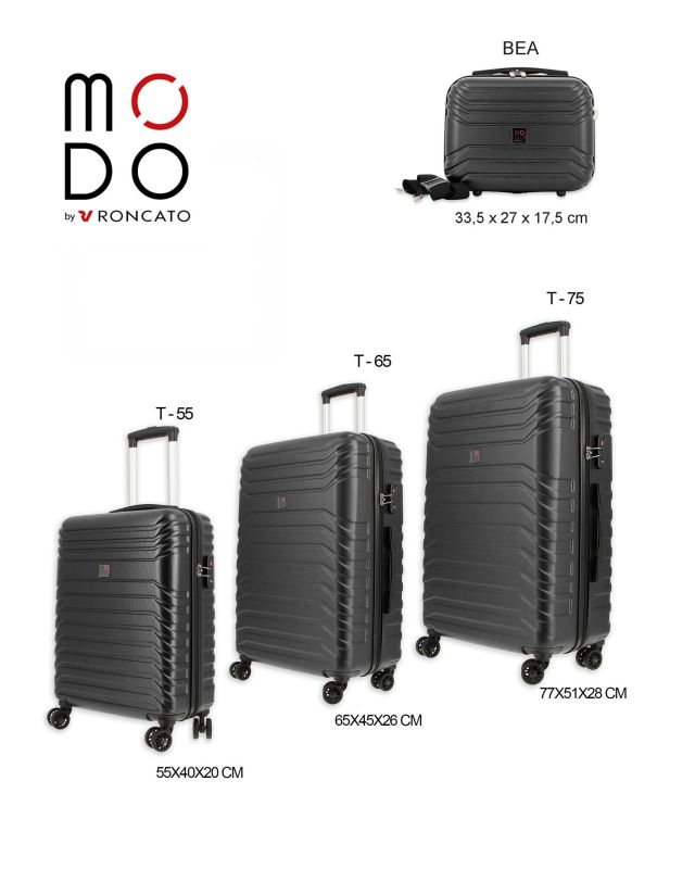 MODO BY RONCATO - TROLLEY ABS NERO 4 RUOTE CON COMBINAZIONE TSA
