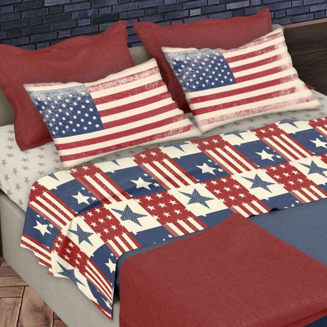 MORFEO - LENZUOLA COPPIA FLAGS USA 2 PIAZZE