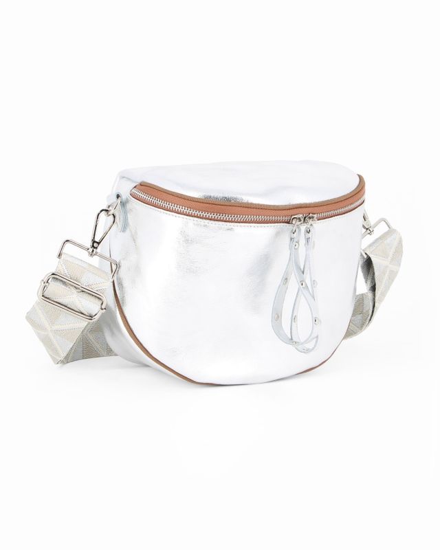 NARDINI - Marsupio argento da donna in VERA PELLE - MADE IN ITALY