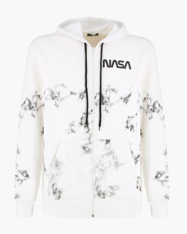 NASA - FELPA BIANCA CON CAPPUCCIO E ZIP DA UOMO