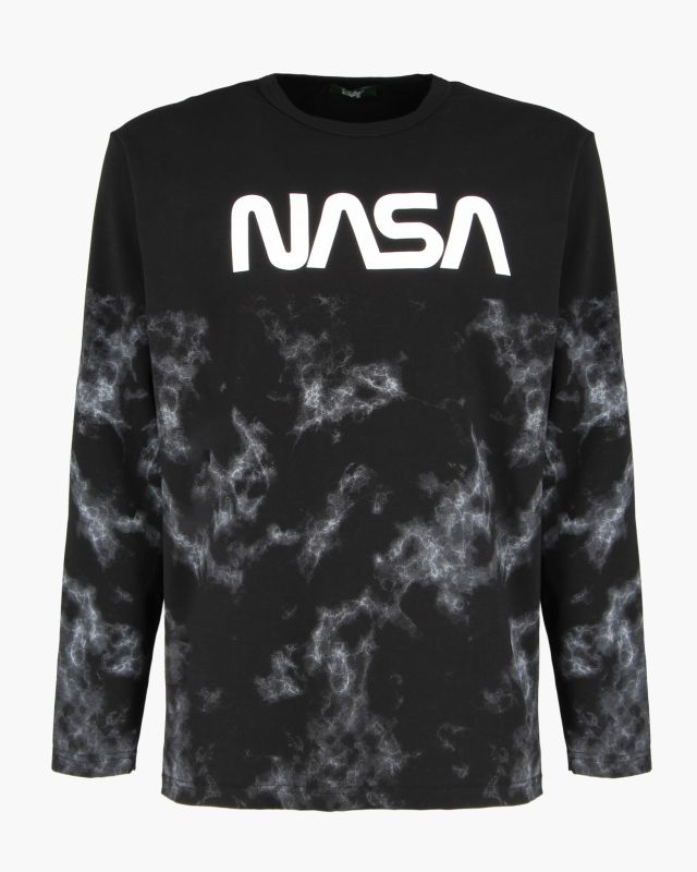 NASA - MAGLIA MANICA LUNGA NERA DA UOMO