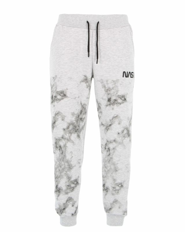 NASA - PANTALONE FELPA GRIGIO MELANGE DA UOMO CON POLSINO