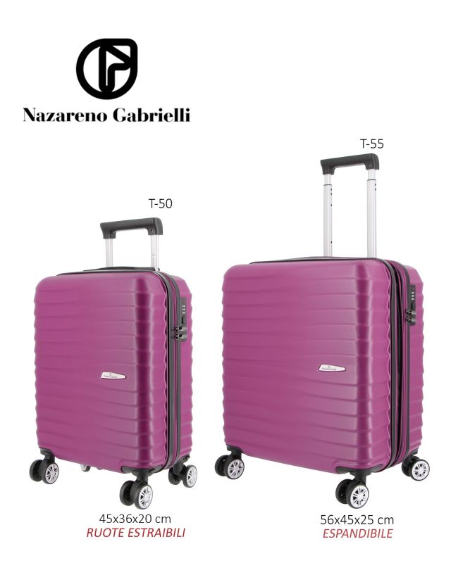 NAZARENO GABRIELLI - TROLLEY BORDEAUX IN ABS 4 RUOTE