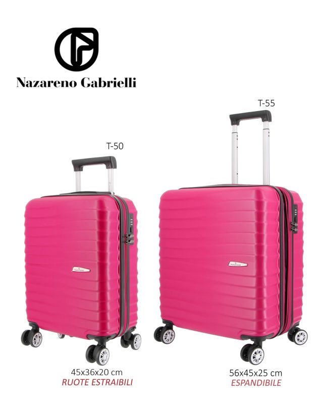 NAZARENO GABRIELLI - TROLLEY FUXIA IN ABS 4 RUOTE