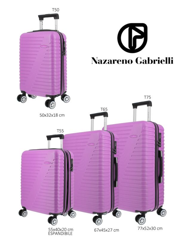 NAZARENO GABRIELLI - TROLLEY LILLA IN ABS 4 RUOTE