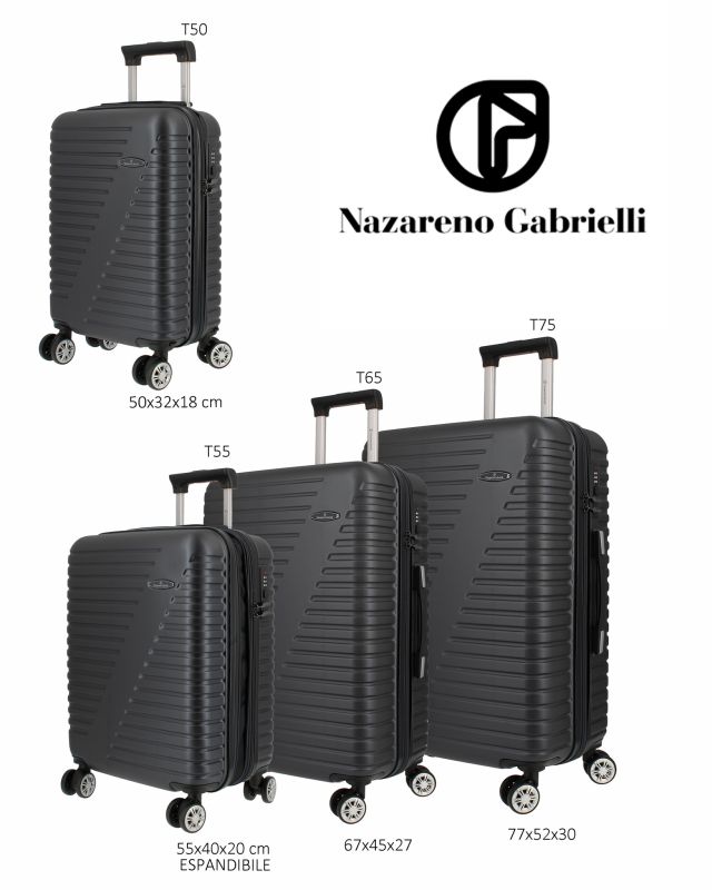 NAZARENO GABRIELLI - TROLLEY NERO IN ABS 4 RUOTE