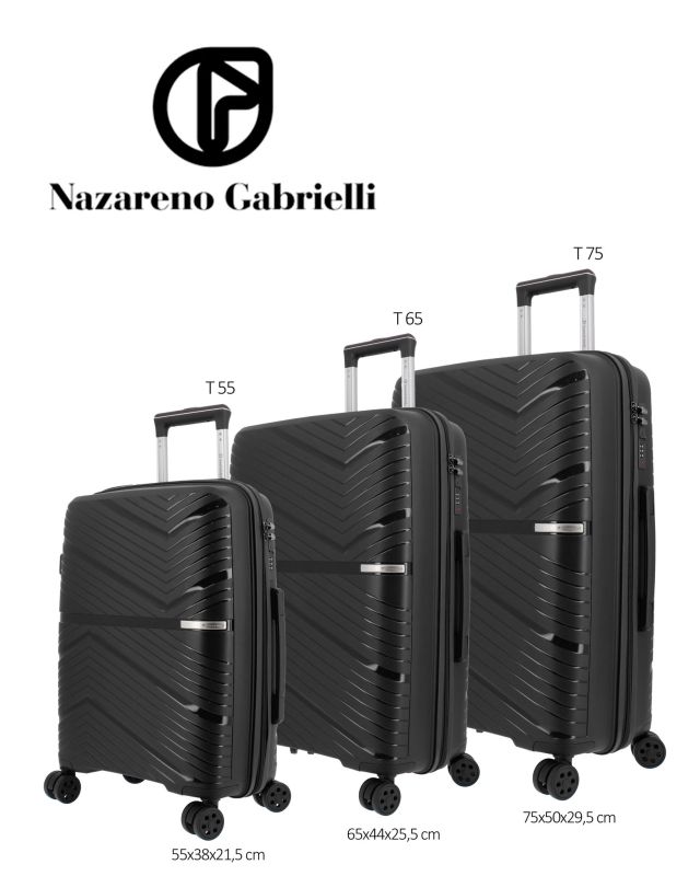 NAZARENO GABRIELLI - TROLLEY NERO IN ABS 4 RUOTE